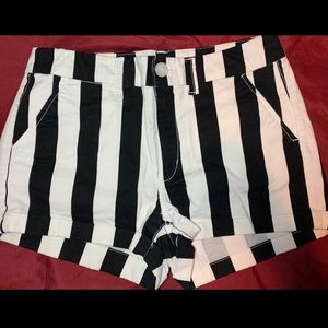 American Eagle Black and White Stripe Shorts